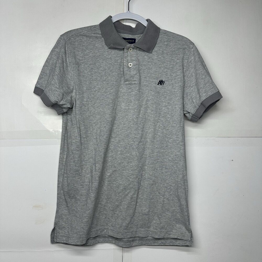 Aéropostale Men’s M Gray Short Sleeve Polo Shirt Logo Casual Classic